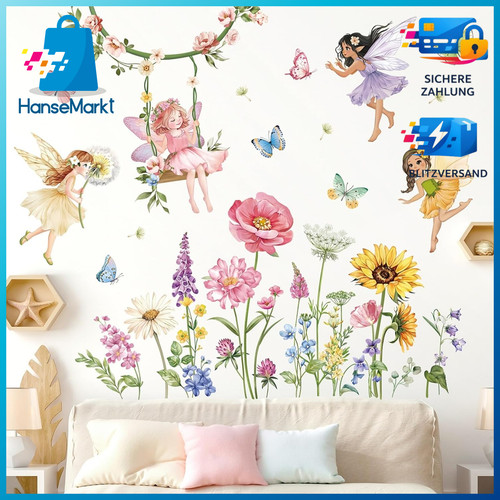 Wandsticker feen blumen - feen,