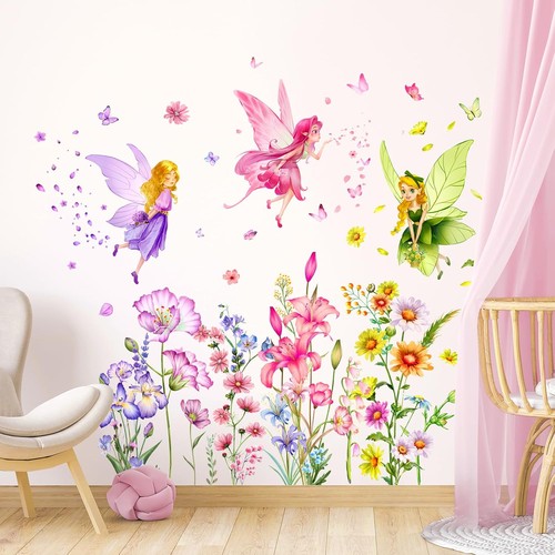 Wandtattoo rosa blume fee - wandtattoo,