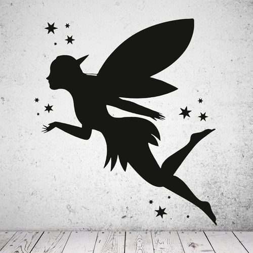 Wandtattoo fee silhouette mit - fee,